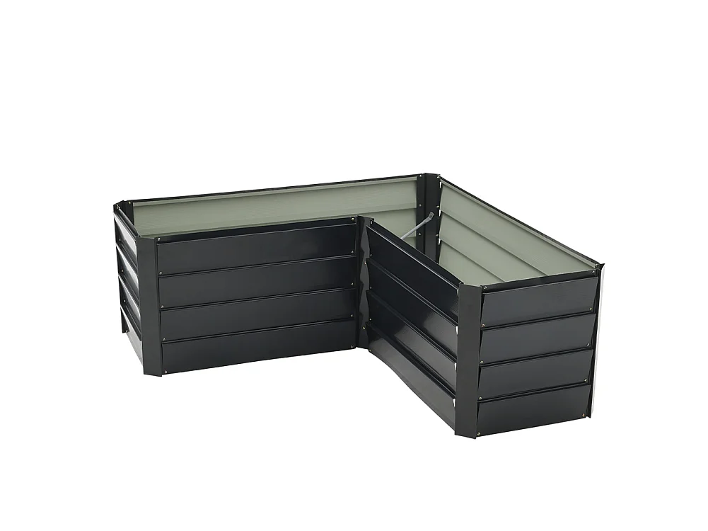 Anthracite Black Zinc Steel L Shaped Raised Garden Bed