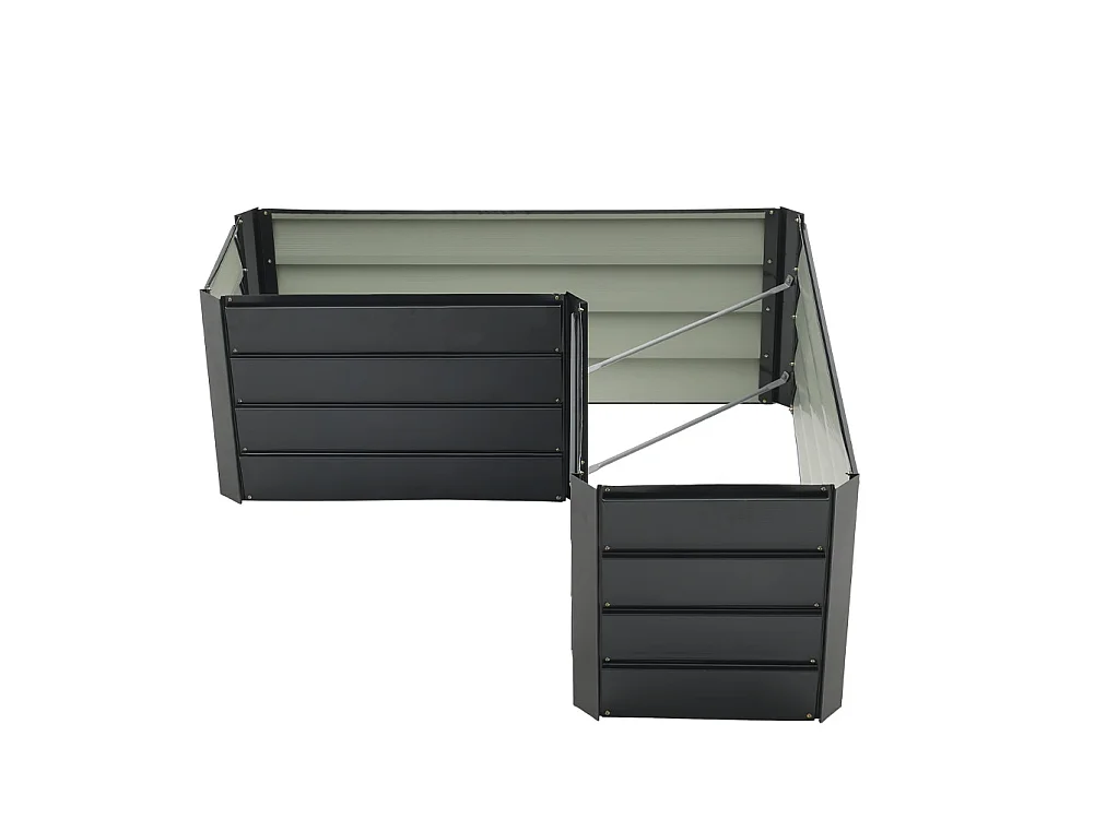Anthracite Black Zinc Steel L Shaped Raised Garden Bed