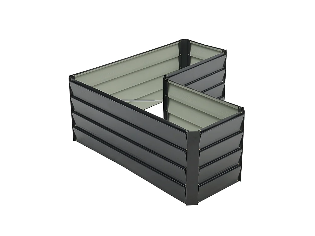 Anthracite Black Zinc Steel L Shaped Raised Garden Bed