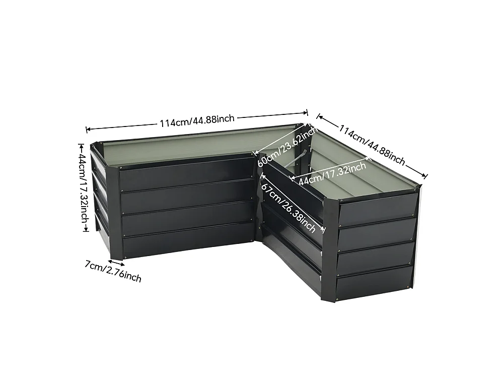 Anthracite Black Zinc Steel L Shaped Raised Garden Bed