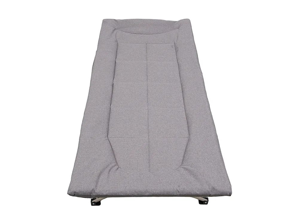 Foldable Heavy Duty Camping Cot with Headrest 280kg Capacity - Grey