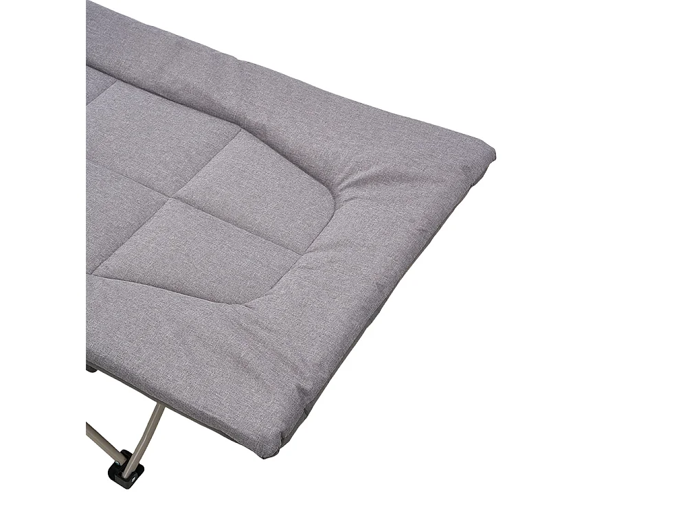 Foldable Heavy Duty Camping Cot with Headrest 280kg Capacity - Grey
