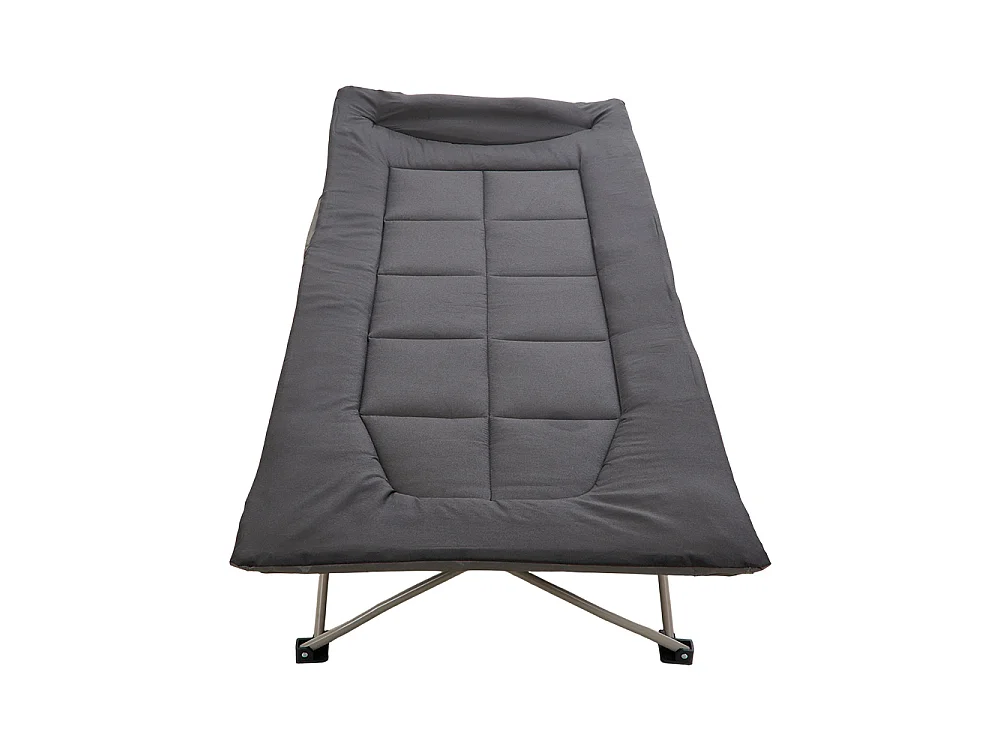 Foldable Heavy Duty Camping Cot with Headrest 280kg Capacity - Black
