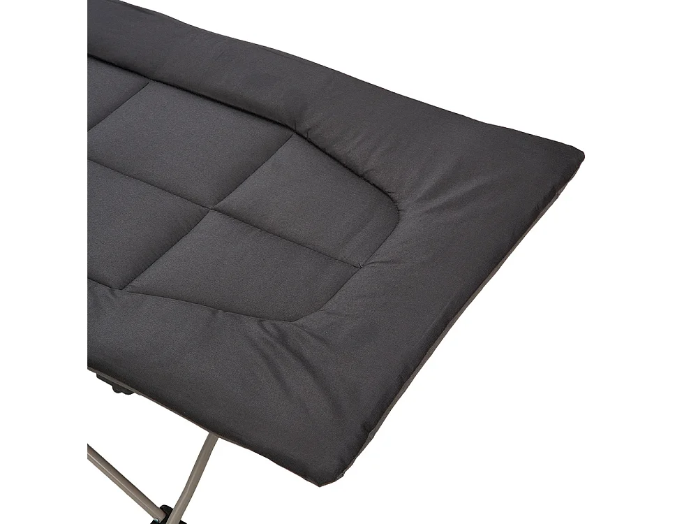 Foldable Heavy Duty Camping Cot with Headrest 280kg Capacity - Black