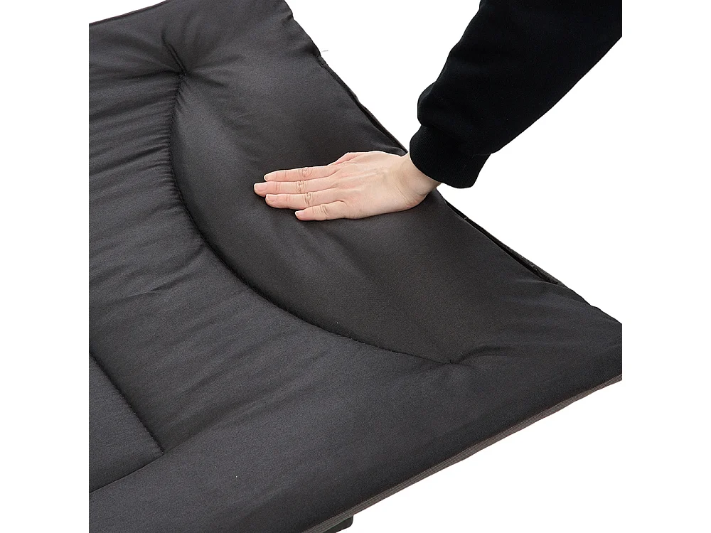 Foldable Heavy Duty Camping Cot with Headrest 280kg Capacity - Black