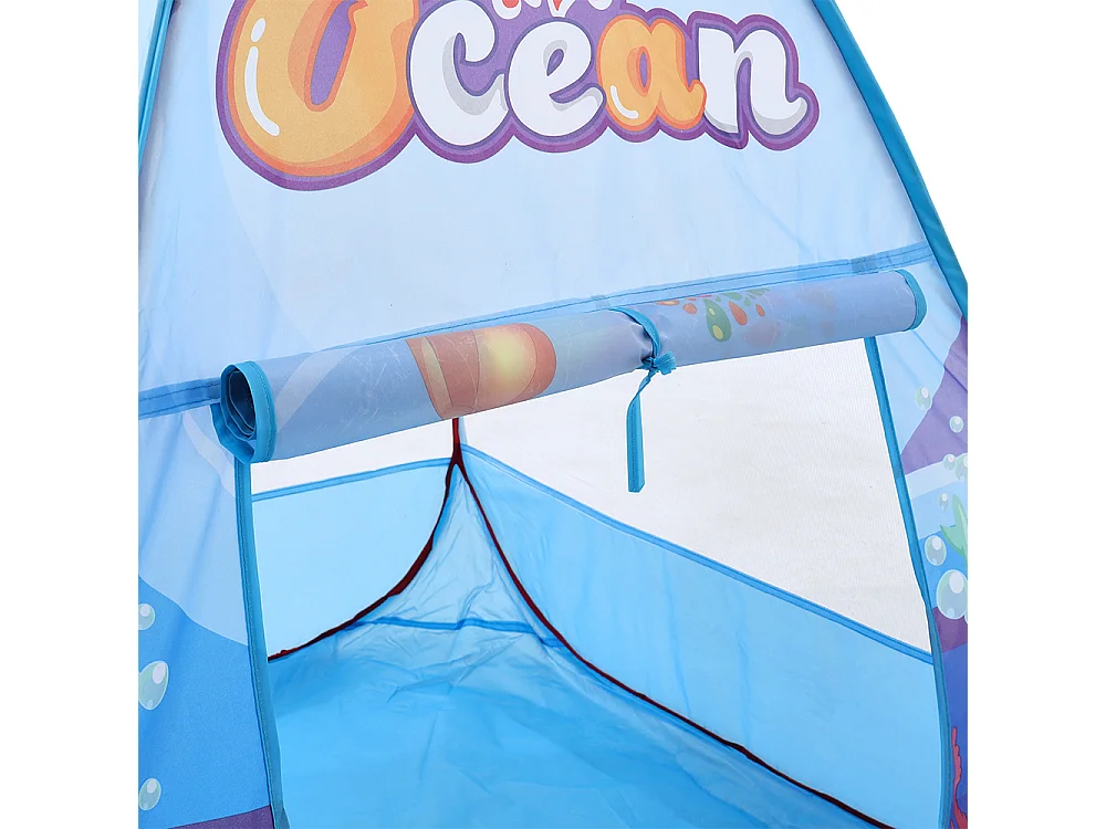 3-in-1 Foldable Kids Play Tent with Tunnel & Ball Pit - Ocean Theme