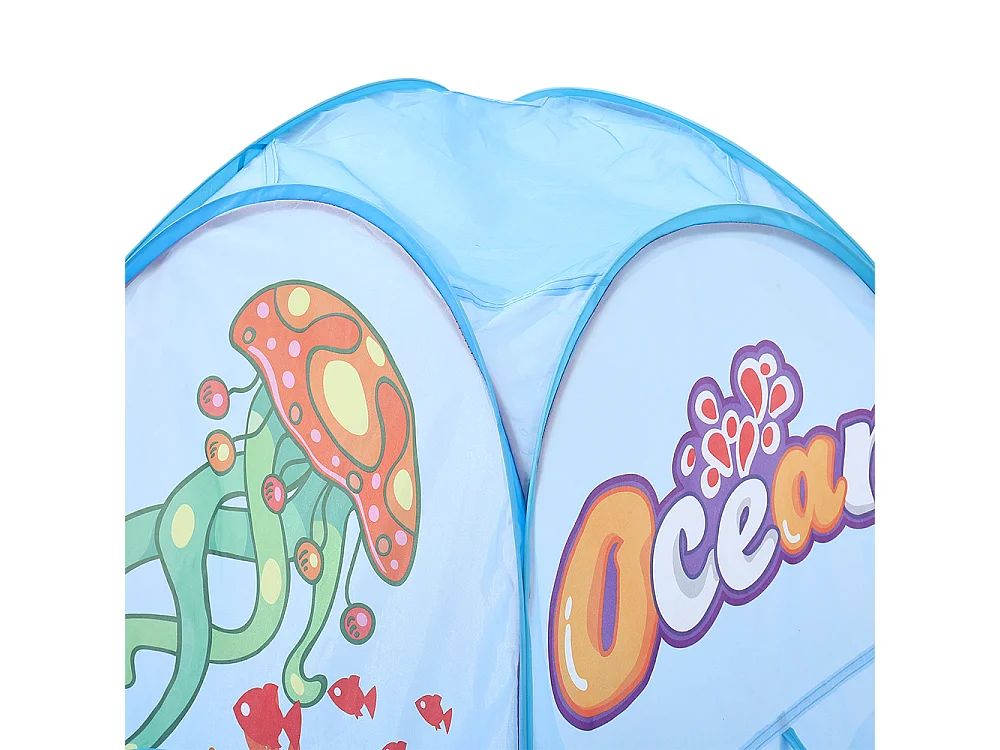 3-in-1 Foldable Kids Play Tent with Tunnel & Ball Pit - Ocean Theme