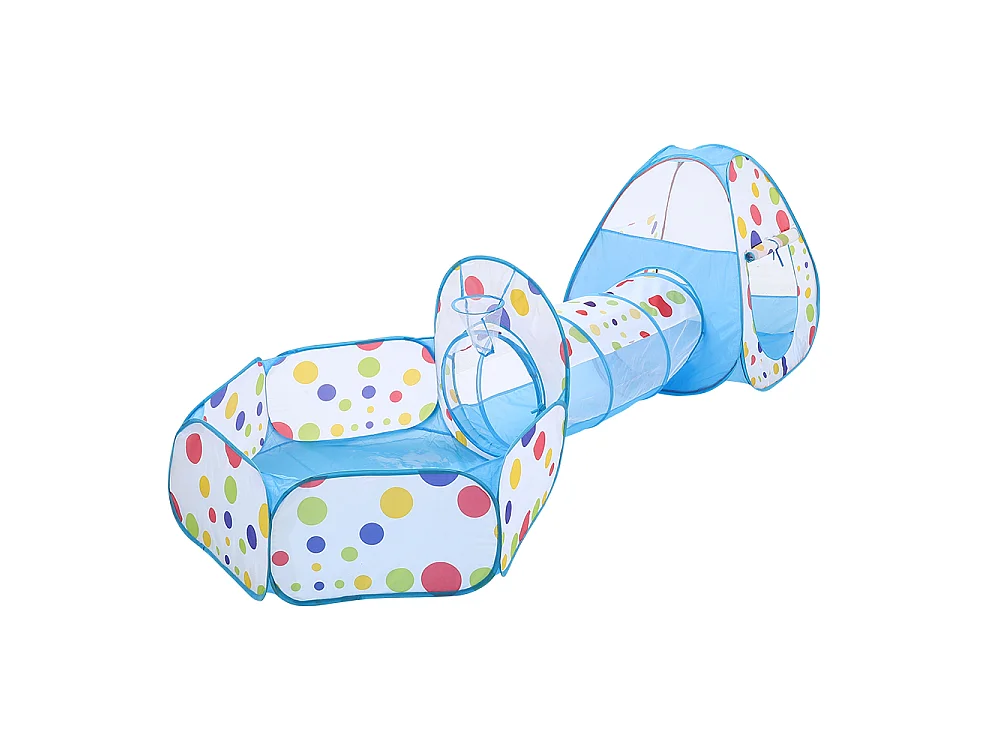3-in-1 Foldable Kids Play Tent with Tunnel & Ball Pit - Polka Dot
