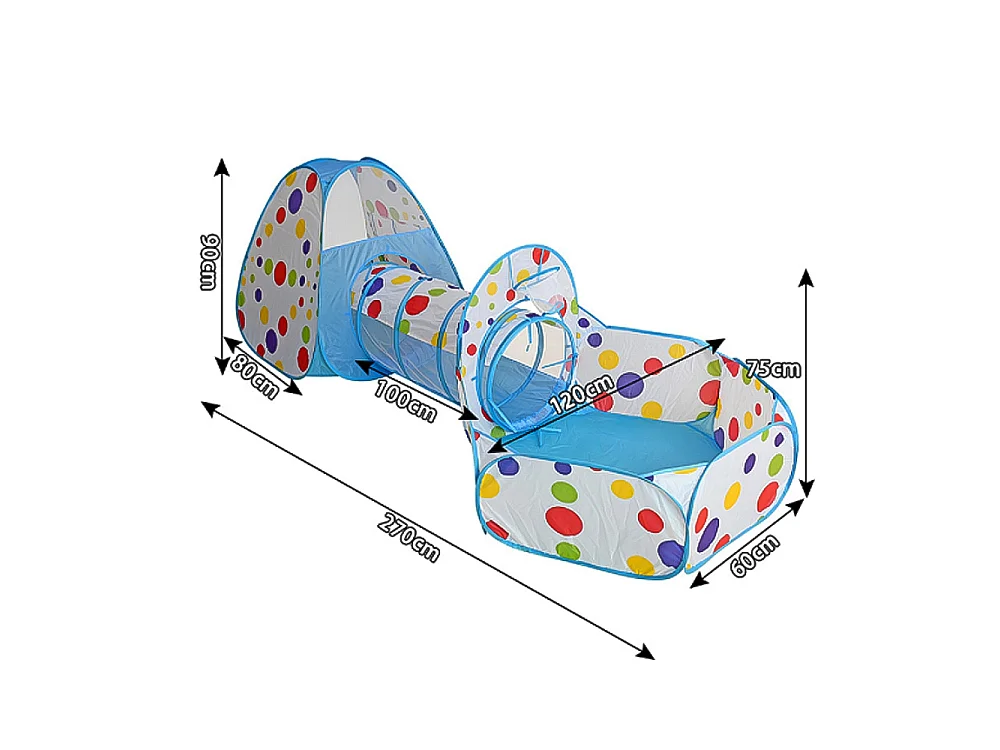 3-in-1 Foldable Kids Play Tent with Tunnel & Ball Pit - Polka Dot
