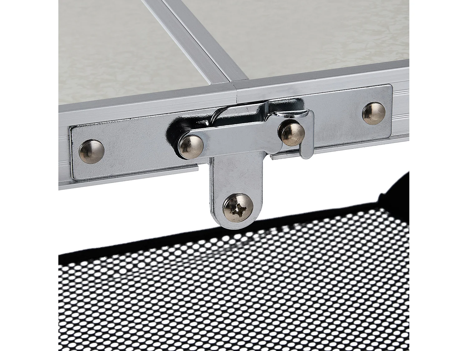 Foldable Aluminium Camping Table with Adjustable Height - Tri-Fold - Beige White