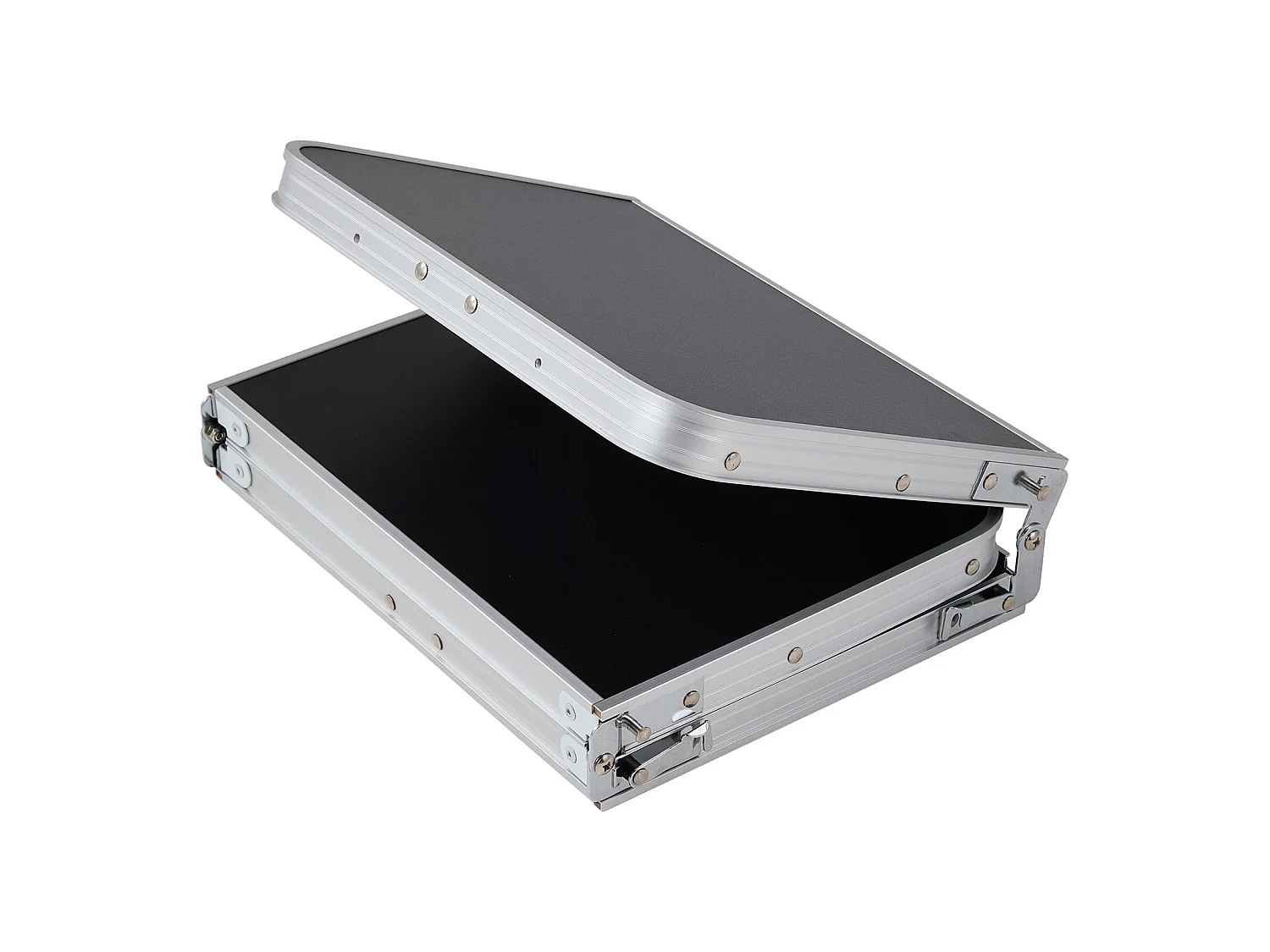 Foldable Aluminium Camping Table with Adjustable Height - Tri-Fold - Black