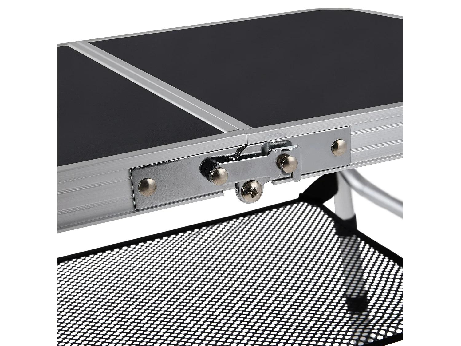 Foldable Aluminium Camping Table with Adjustable Height - Double Folding - Black