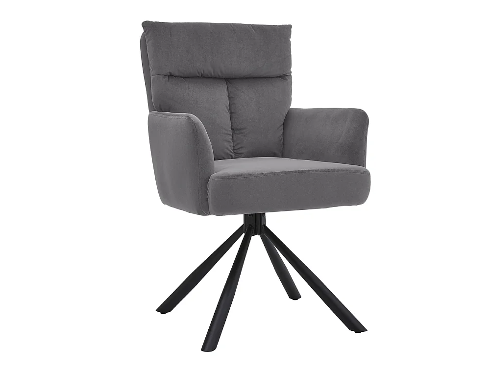 Grey Swivel Armchair with Velvet Upholstery 180° Swivel