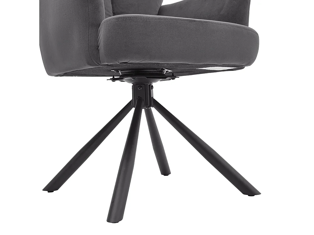 Grey Swivel Armchair with Velvet Upholstery 180° Swivel
