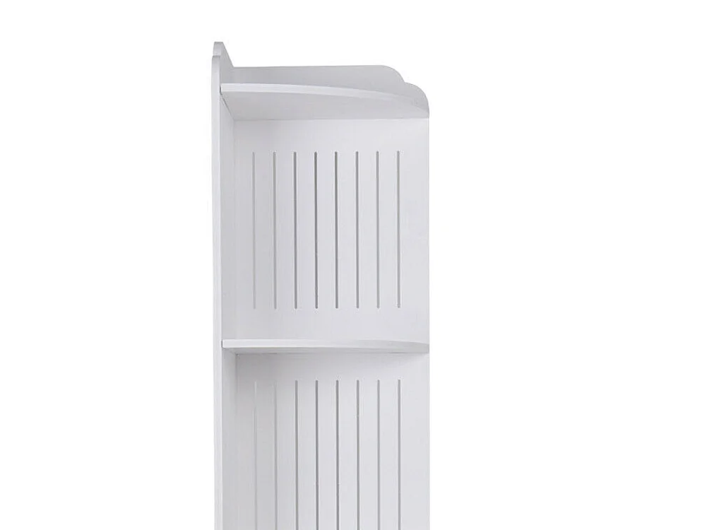 White Bathroom Storage Cabinet with 3 Shelves & Toilet Paper Holder