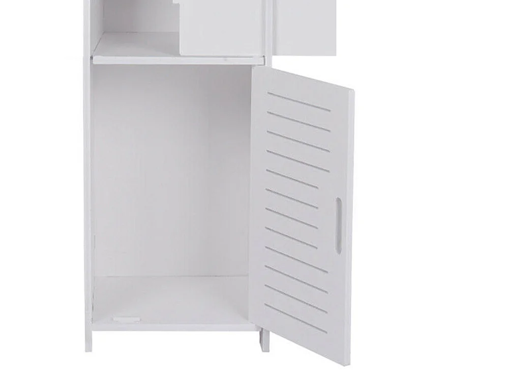 White Bathroom Storage Cabinet with 3 Shelves & Toilet Paper Holder