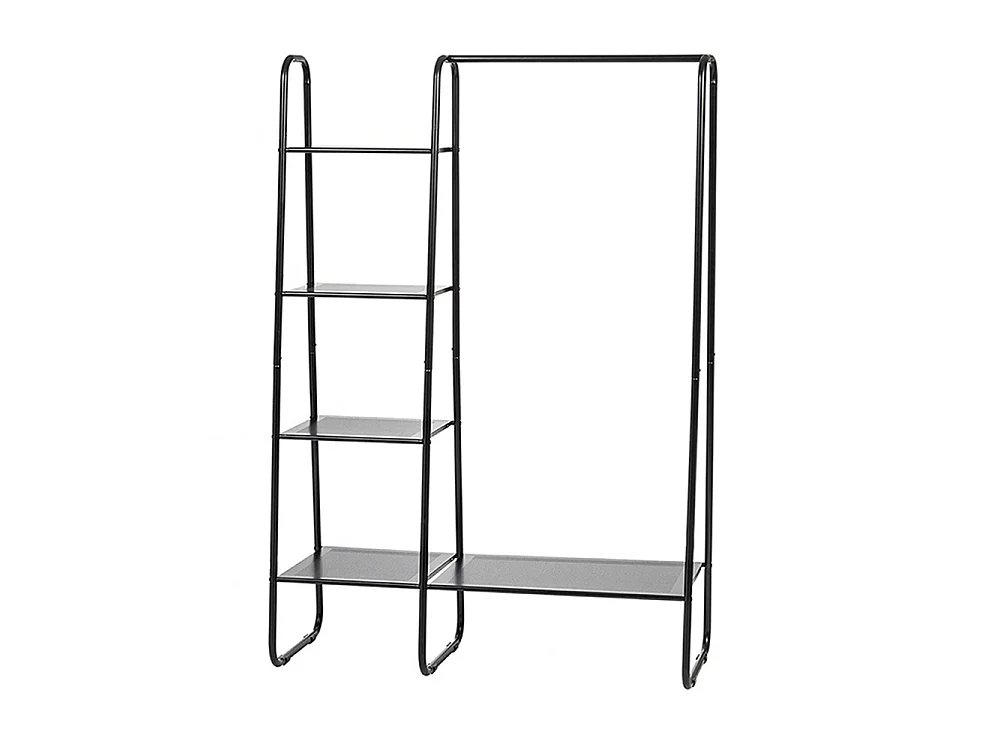 Freestanding Metal Garment Rack with Shelves Black