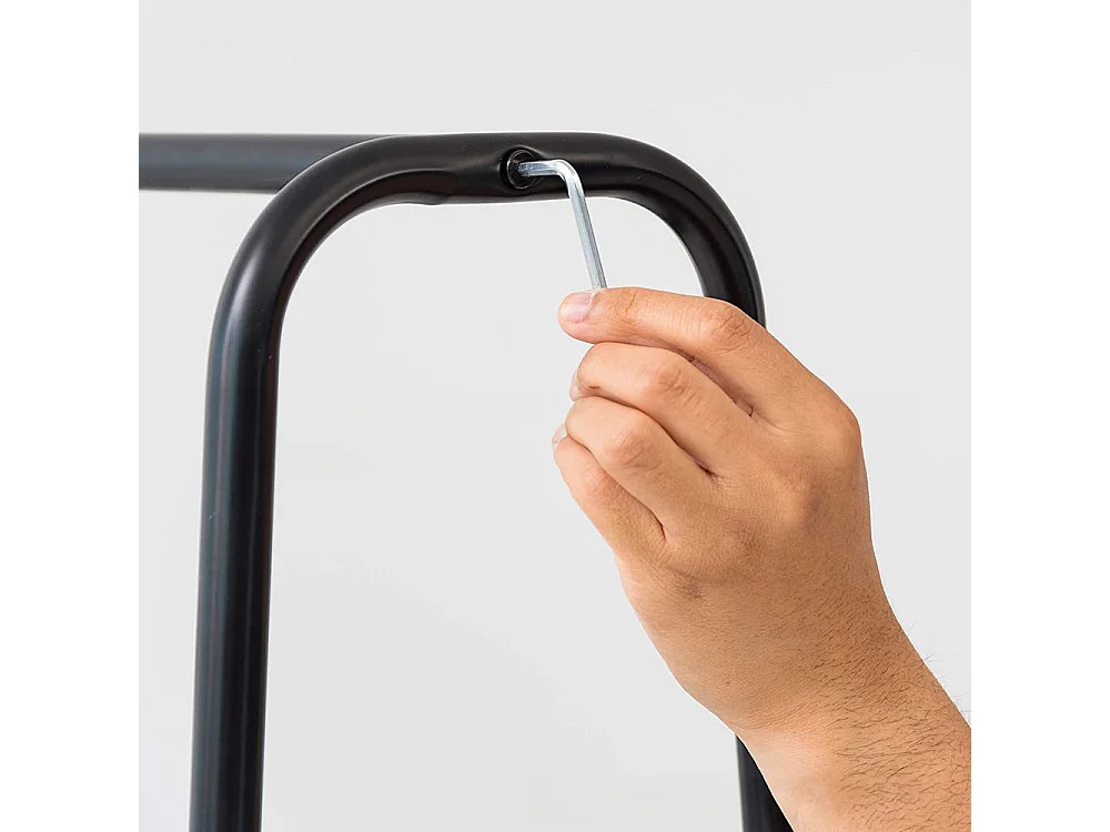 Freestanding Metal Garment Rack with Shelves Black