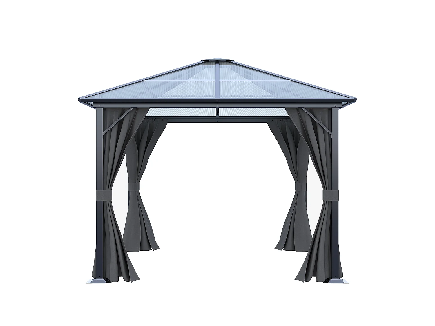 3 x 3m Dark Grey Outdoor Metal Gazebo with Side Curtains