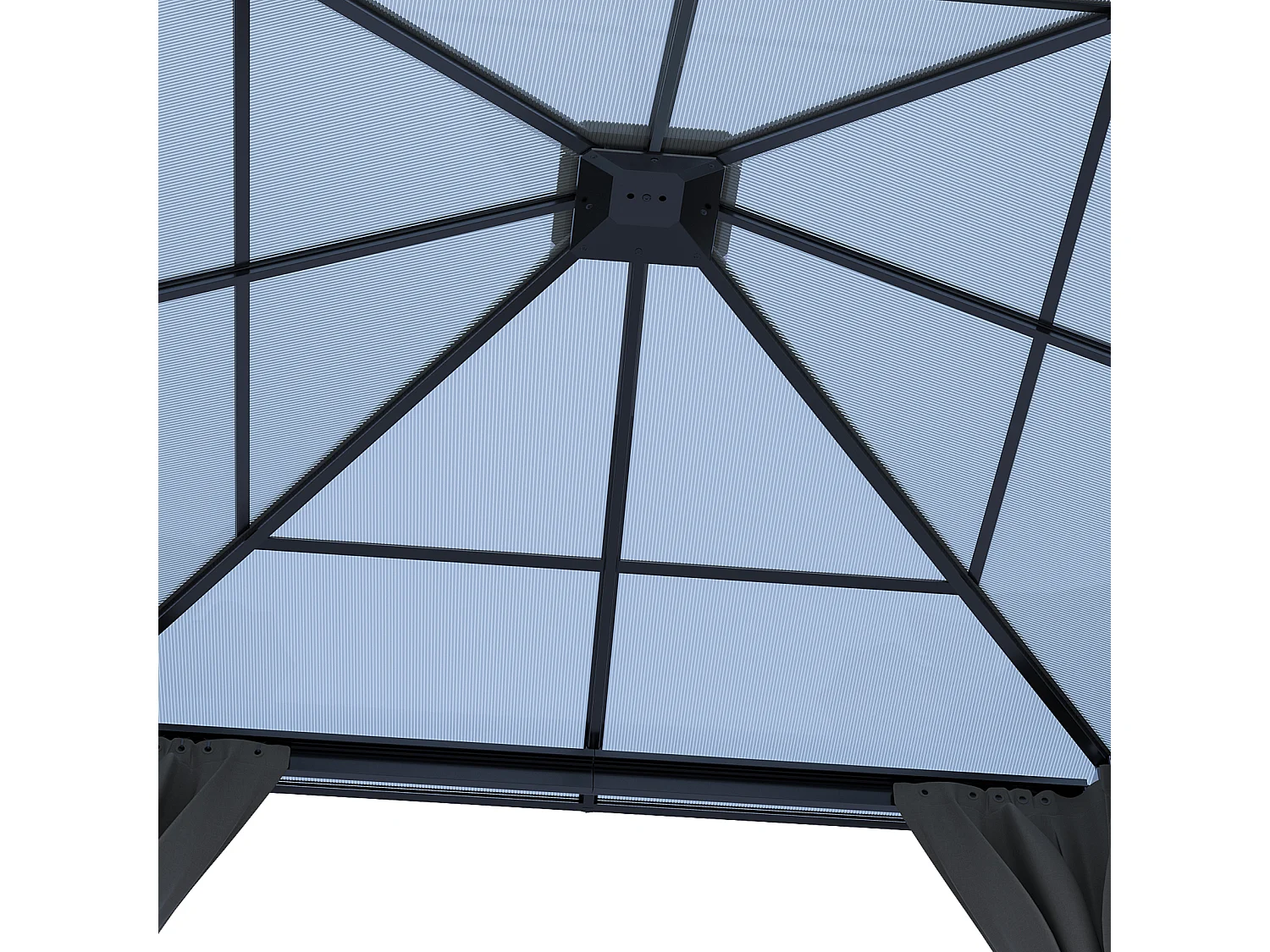 3 x 3m Dark Grey Outdoor Metal Gazebo with Side Curtains