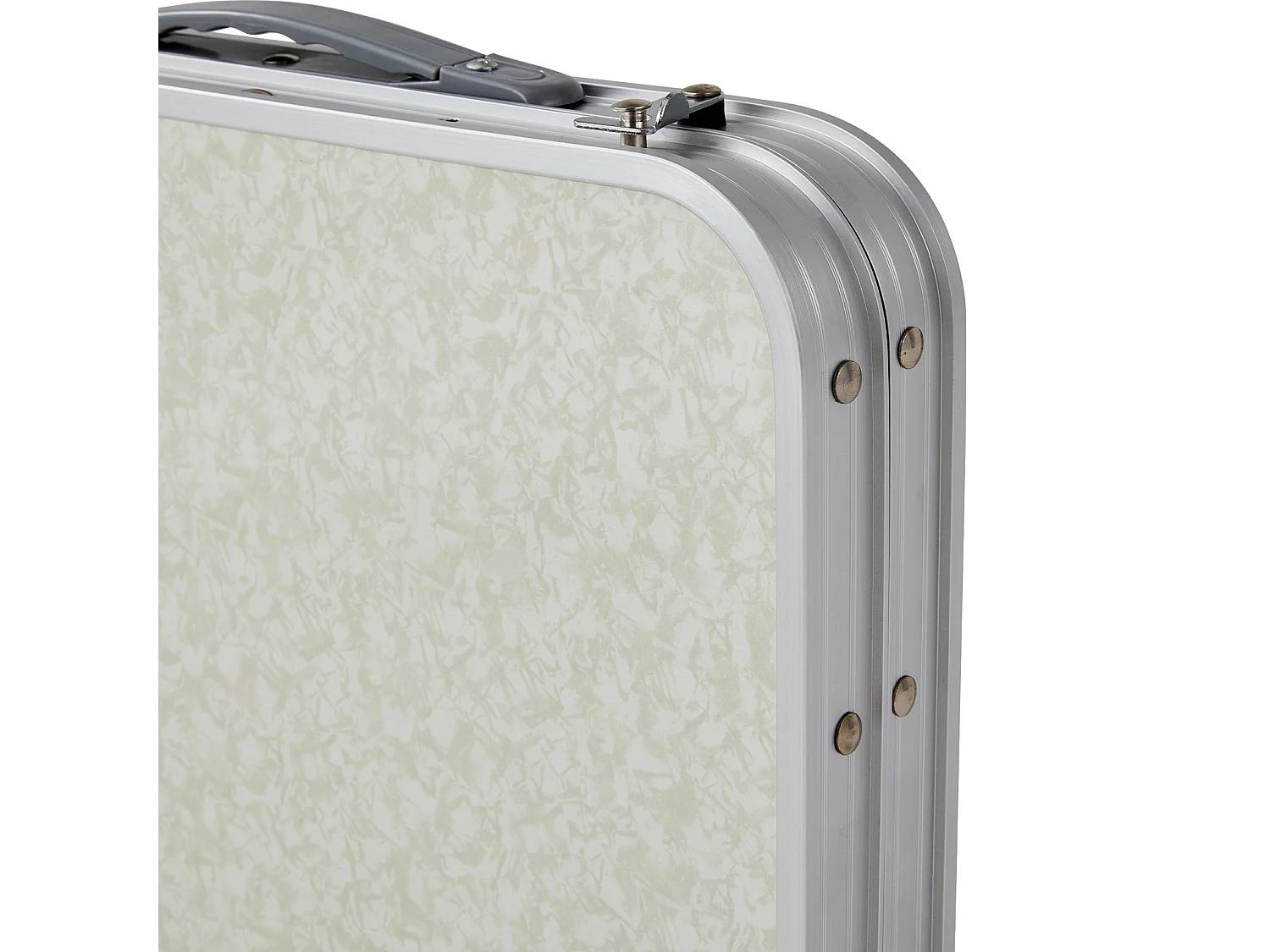 Foldable Aluminium Camping Table with Adjustable Height - Double Folding - Beige White
