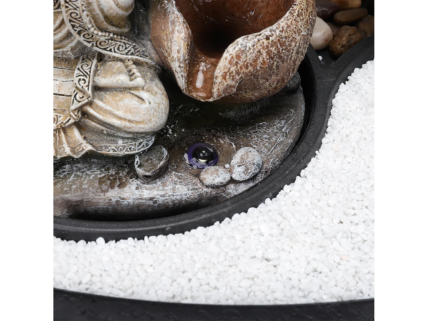 Indoor Zen Resin Water Fountain with LED Light - Tabletop Decor for Office & Home