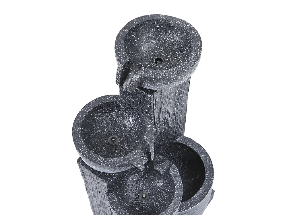 4-Tier Resin Rockery Water Fountain with Solar Power and LED Light