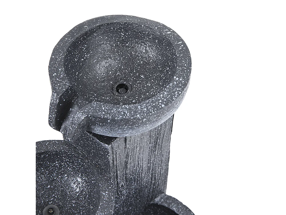 4-Tier Resin Rockery Water Fountain with Solar Power and LED Light