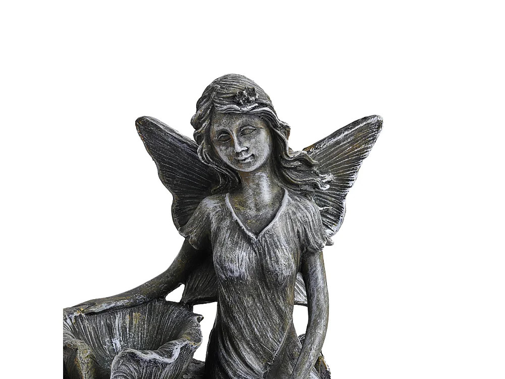 Grey Resin Solar Powered Fairy Cascading Bowl Water Fountain with LED Light