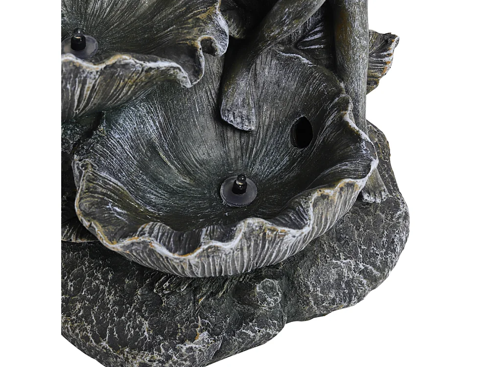 Grey Resin Solar Powered Fairy Cascading Bowl Water Fountain with LED Light