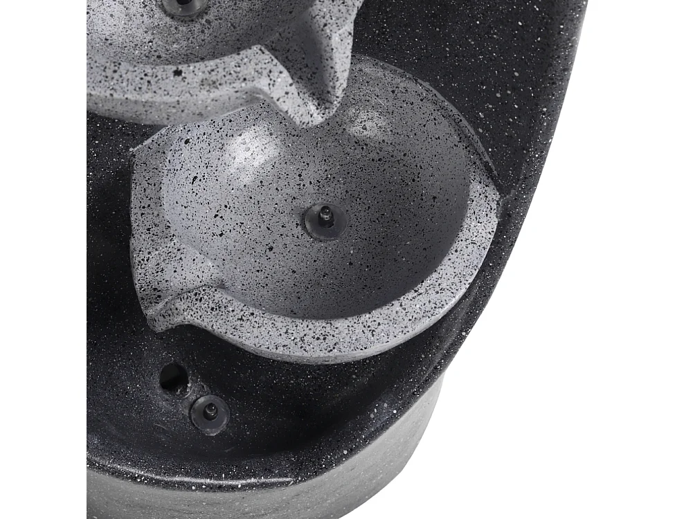 Grey Resin 4-Tier Solar Powered Cascading Bowl Water Fountain with LED Light