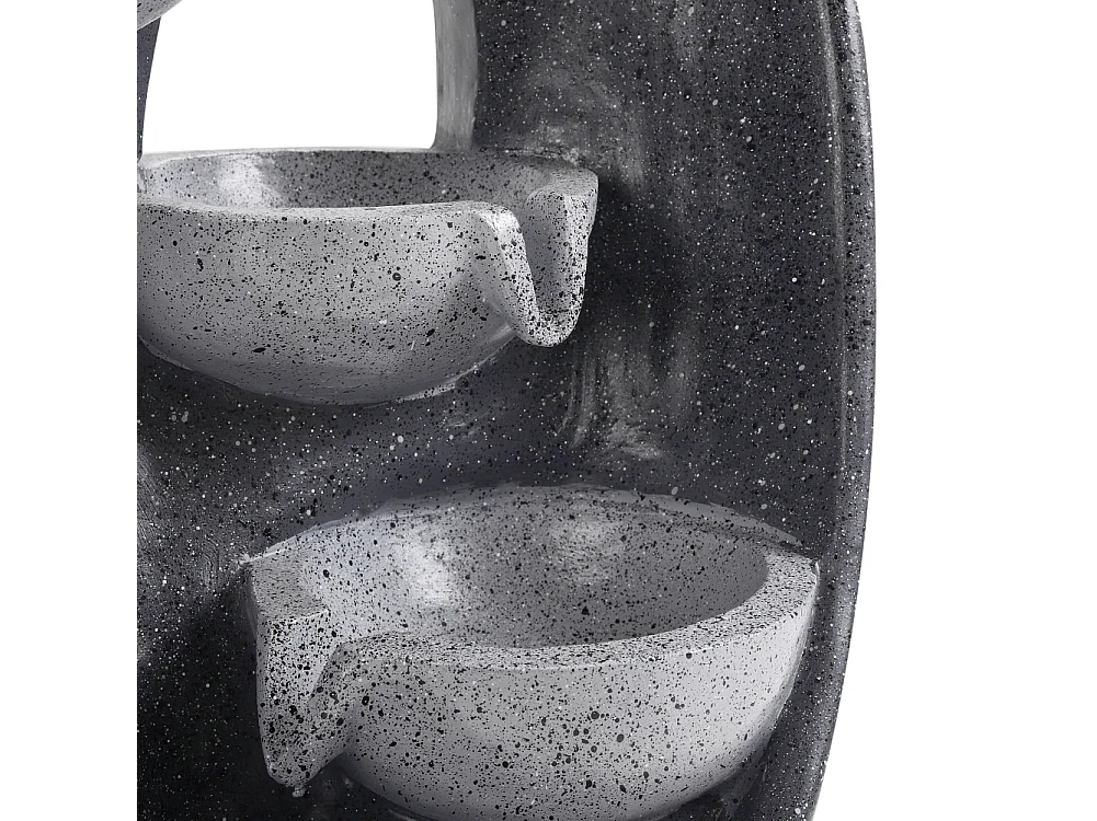 Grey Resin 4-Tier Solar Powered Cascading Bowl Water Fountain with LED Light