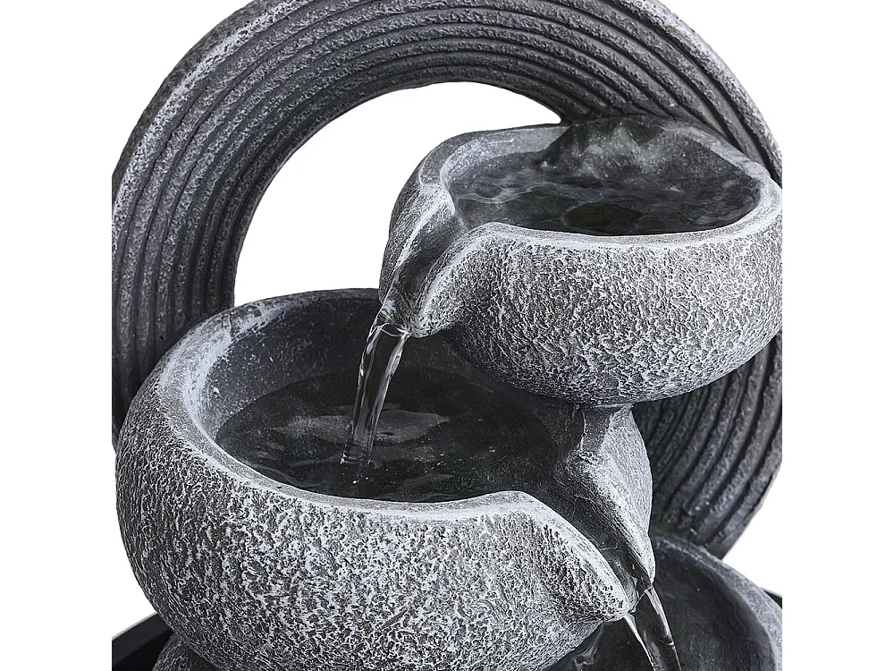 Grey Resin 3-Tier Tabletop Rock Water Fountain with LED Light