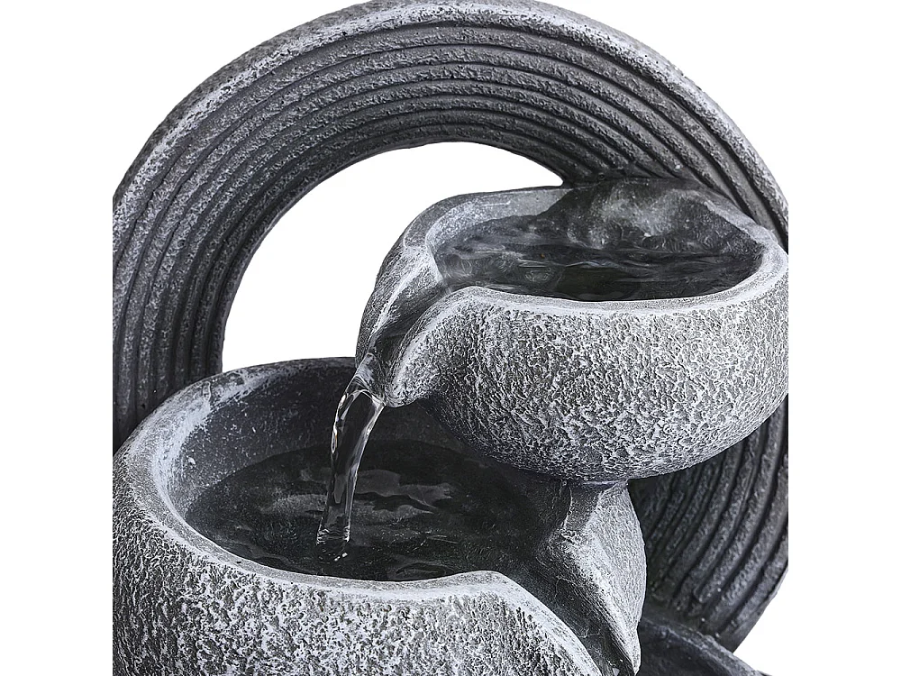 Grey Resin 3-Tier Tabletop Rock Water Fountain with LED Light
