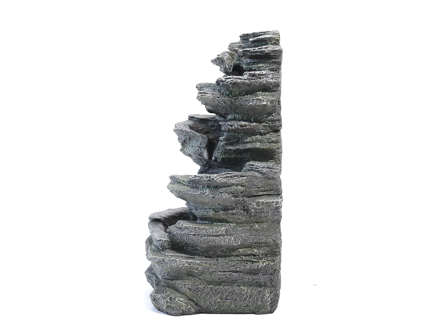 Black Resin Multi-Tier Rockery Solar Powered Water Fountain with LED Light