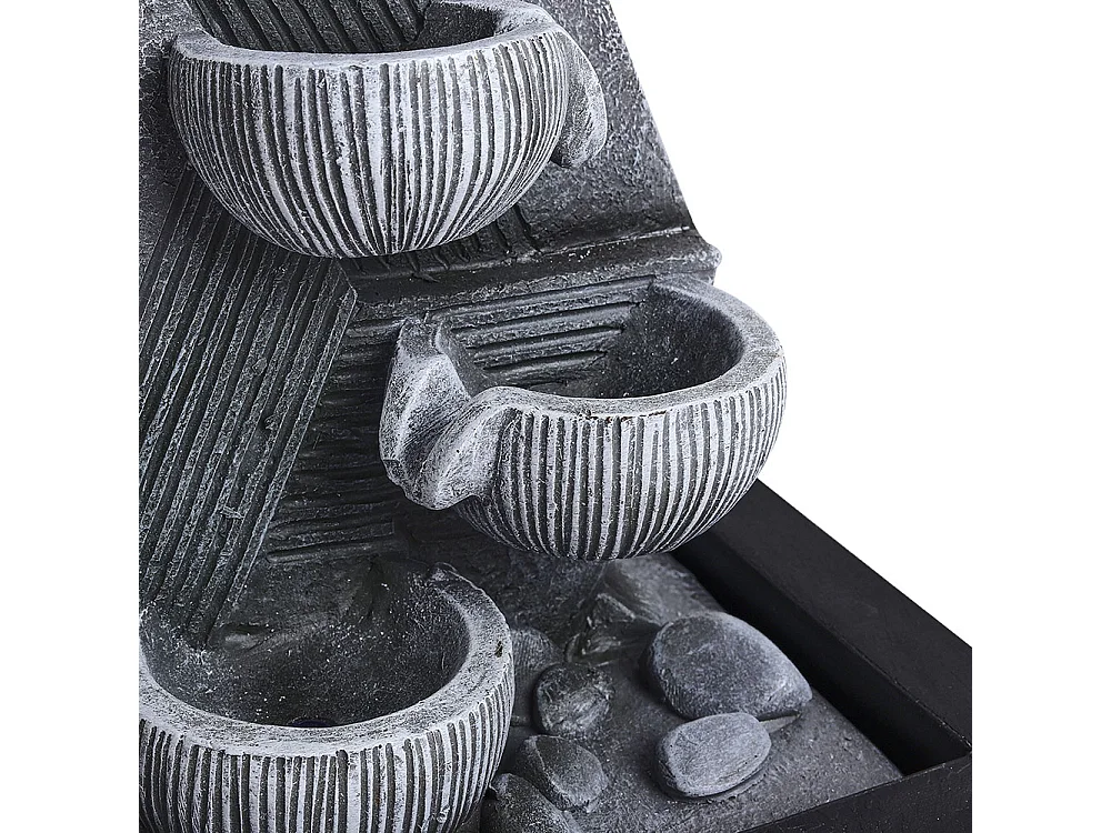 Grey Resin 4-Tier Tabletop Rock Water Fountain with LED Light