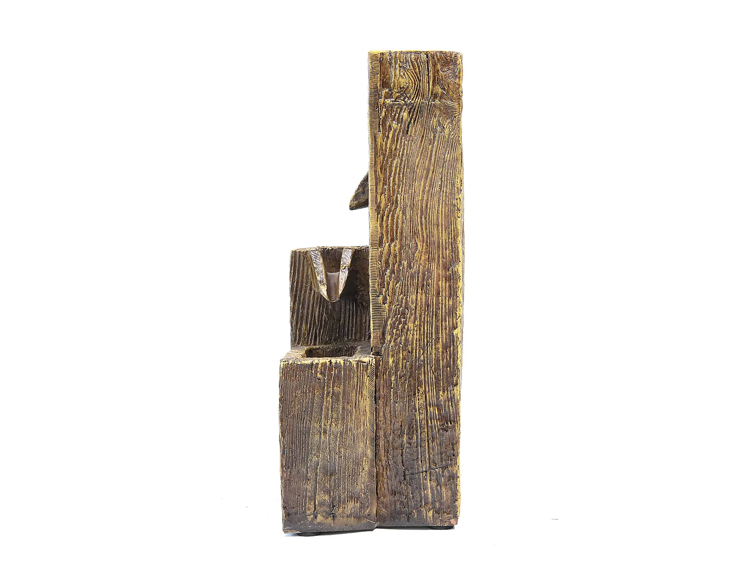 Brown Resin Wood Effect Solar Powered Water Fountain with LED Light
