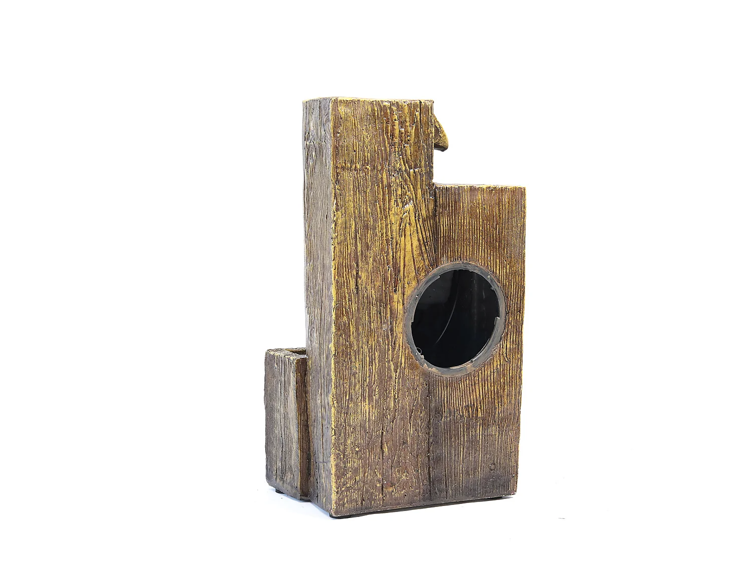 Brown Resin Wood Effect Solar Powered Water Fountain with LED Light