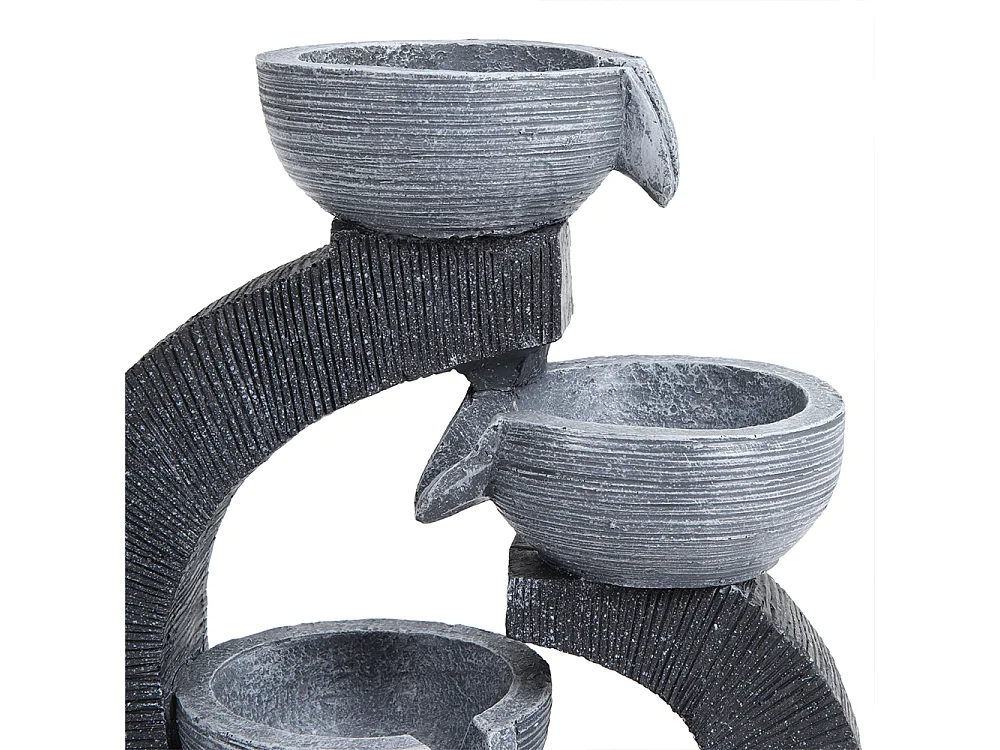 3-Tier Resin Rockery Water Fountain with Solar Power and LED Light