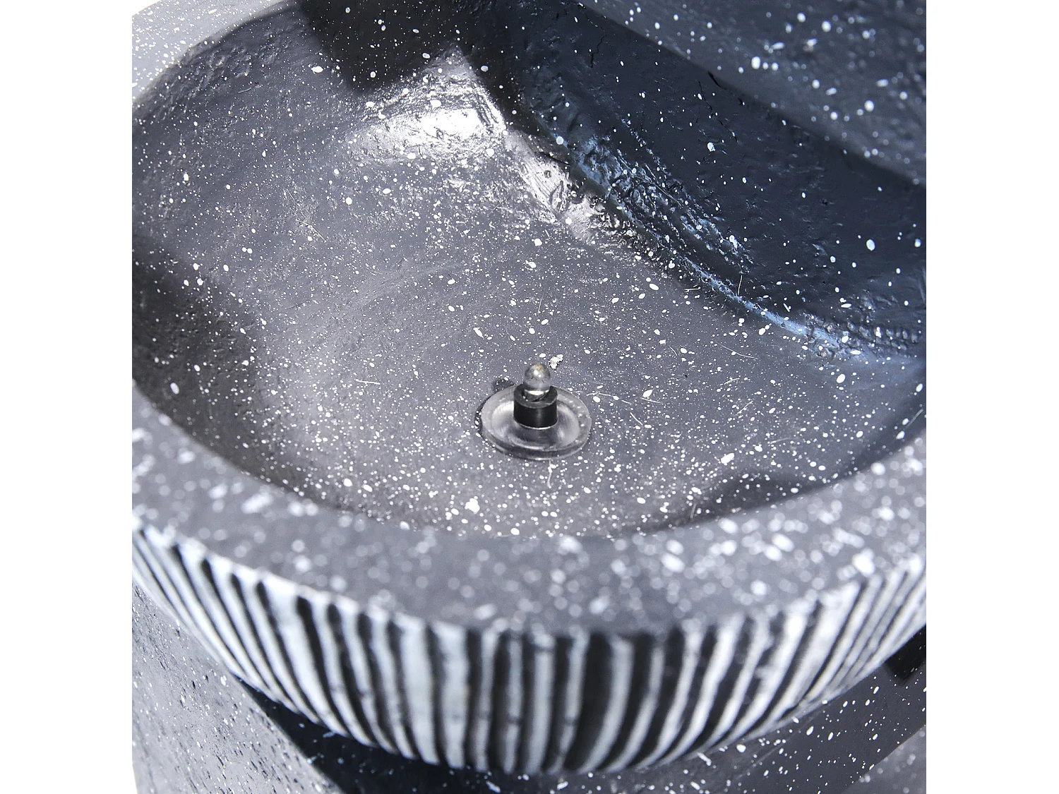 Black Resin 3-Tier Rockery Solar Powered Water Fountain with LED Light