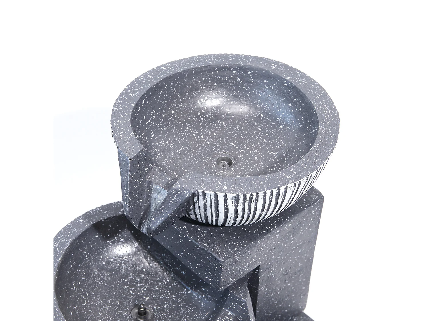 Black Resin 3-Tier Rockery Solar Powered Water Fountain with LED Light