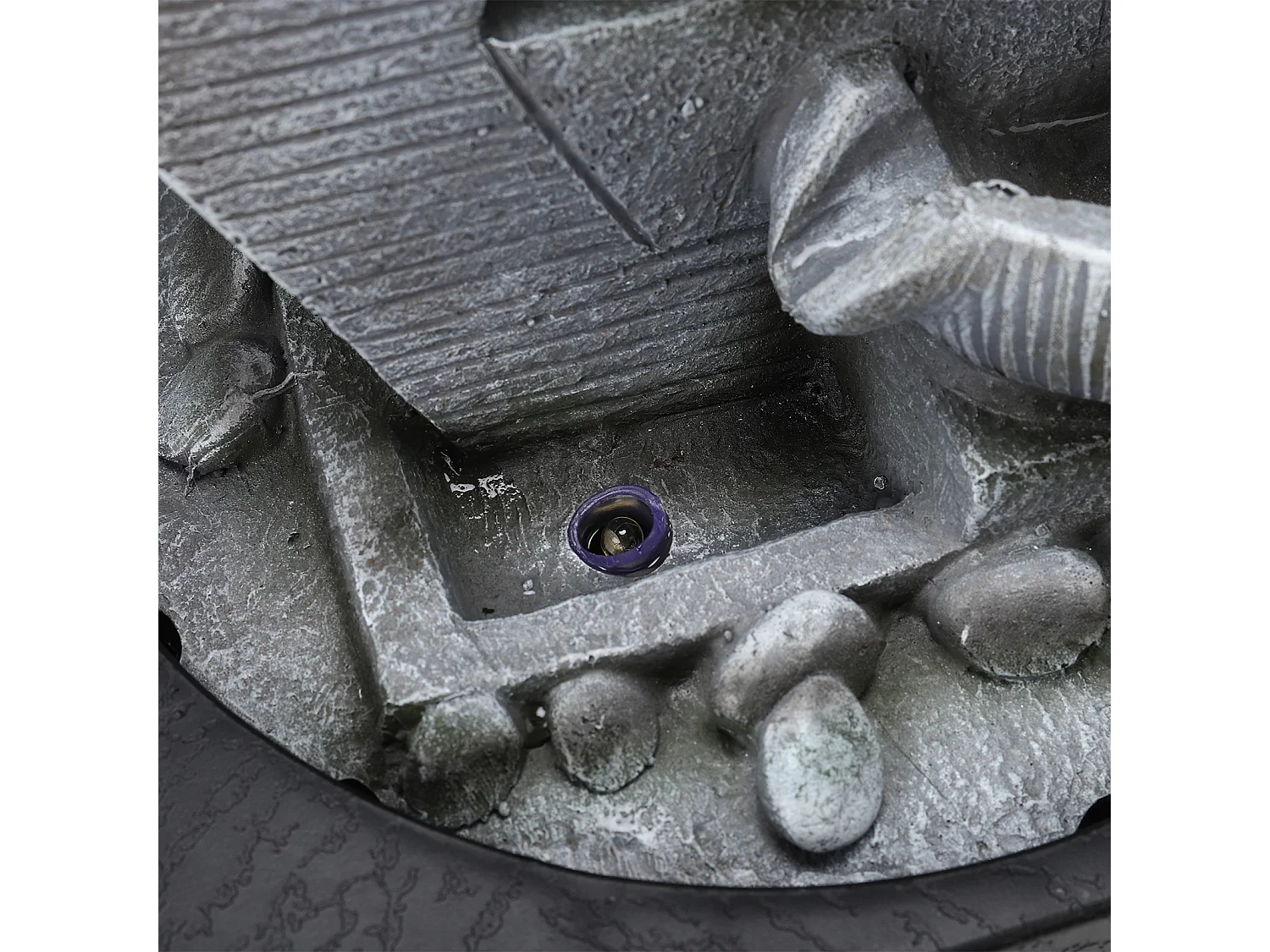 Grey Resin Multi-Tier Tabletop Rock Water Fountain with LED Light