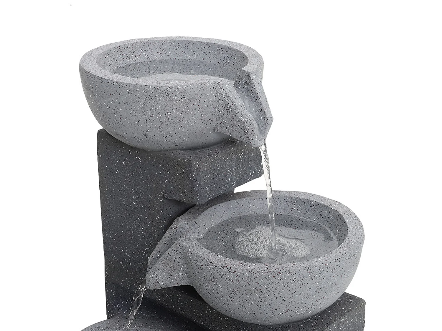Grey Resin 3-Tier Solar Powered Rockery Water Fountain with LED Light