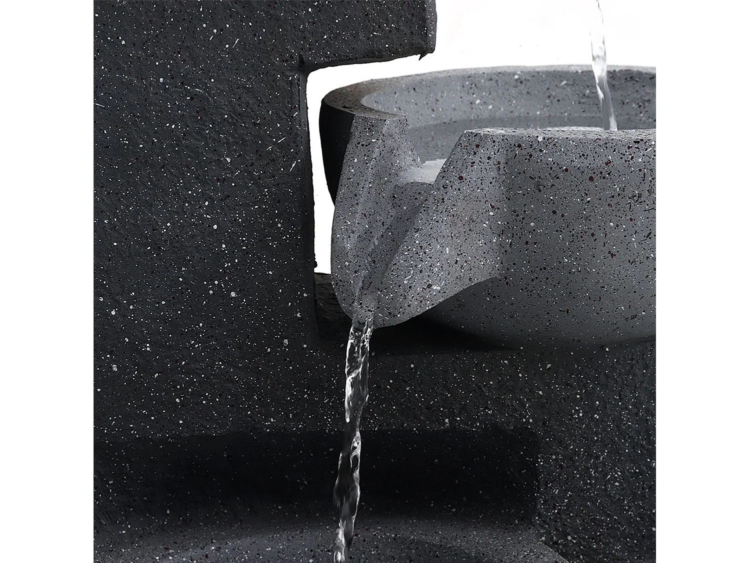 Grey Resin 3-Tier Solar Powered Rockery Water Fountain with LED Light