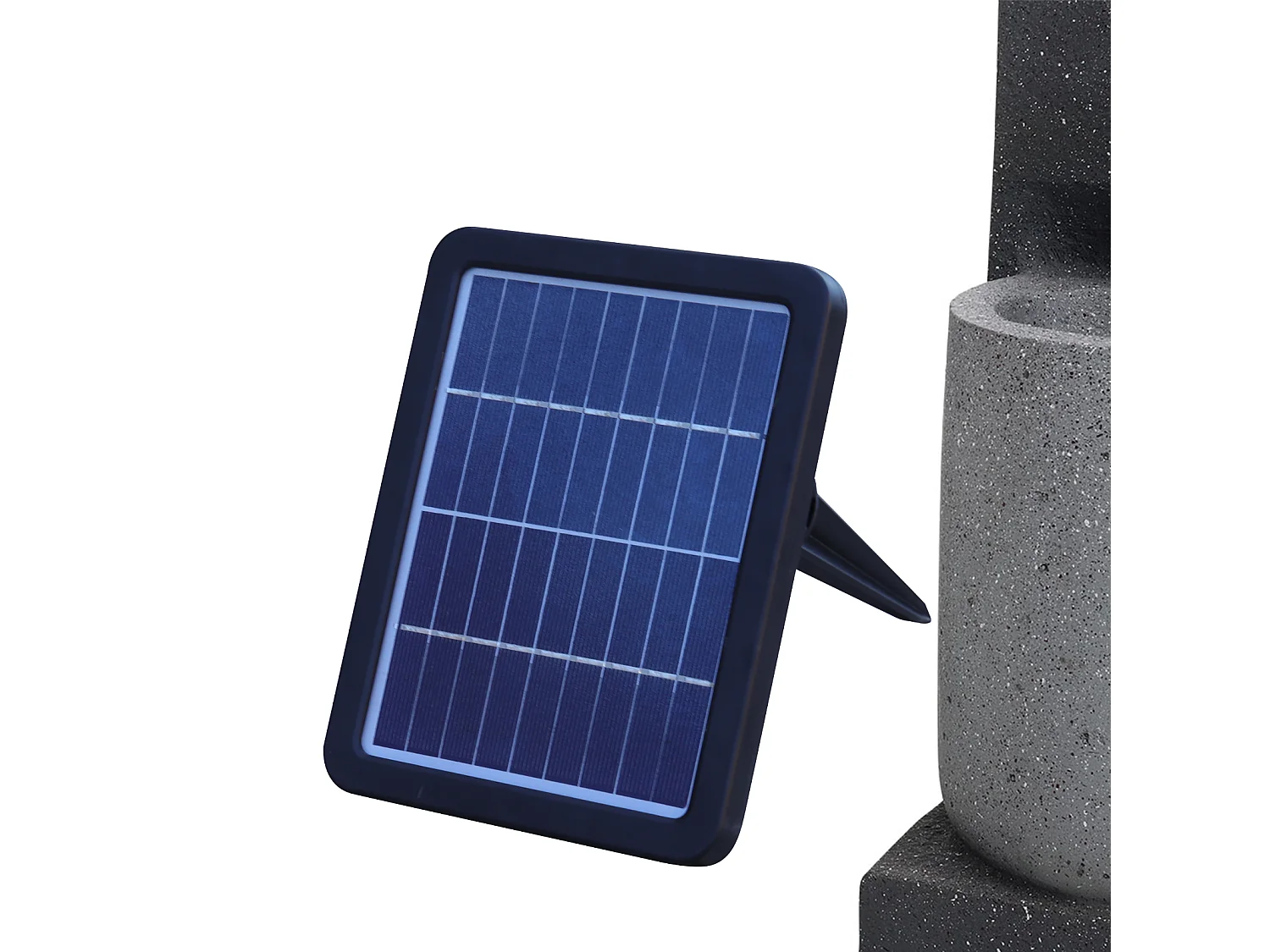 Grey Resin 3-Tier Solar Powered Rockery Water Fountain with LED Light