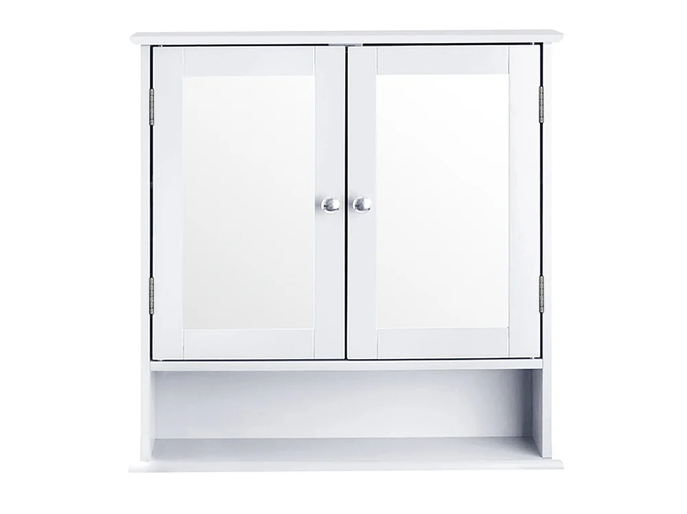White Wall Mounted Bathroom Cabinet with Mirror & Shelf