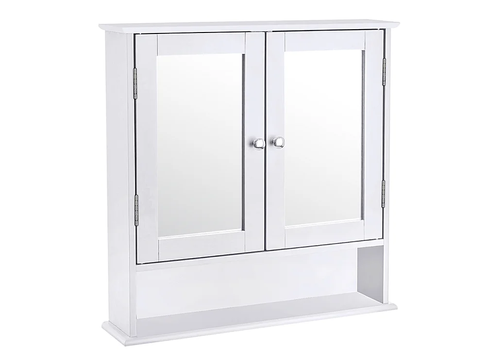 White Wall Mounted Bathroom Cabinet with Mirror & Shelf