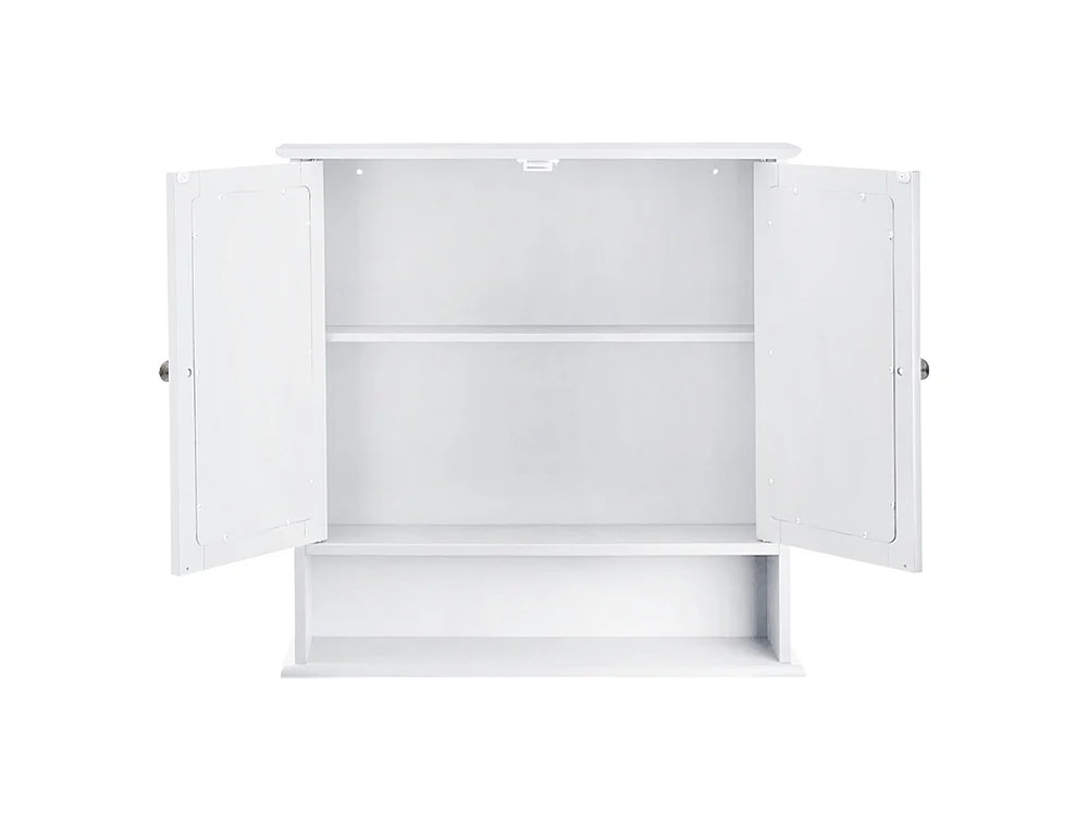 White Wall Mounted Bathroom Cabinet with Mirror & Shelf