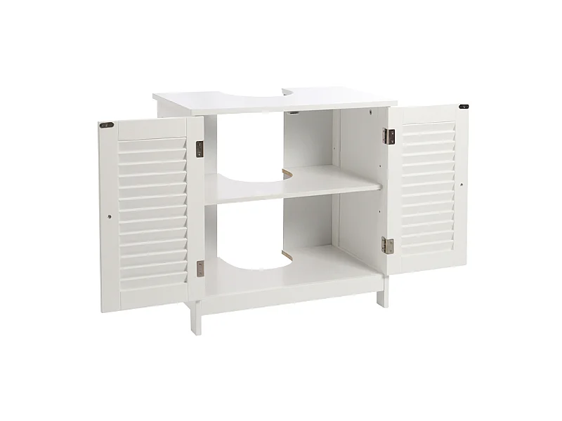 White Under Sink Bathroom Cabinet 2 Door Storage