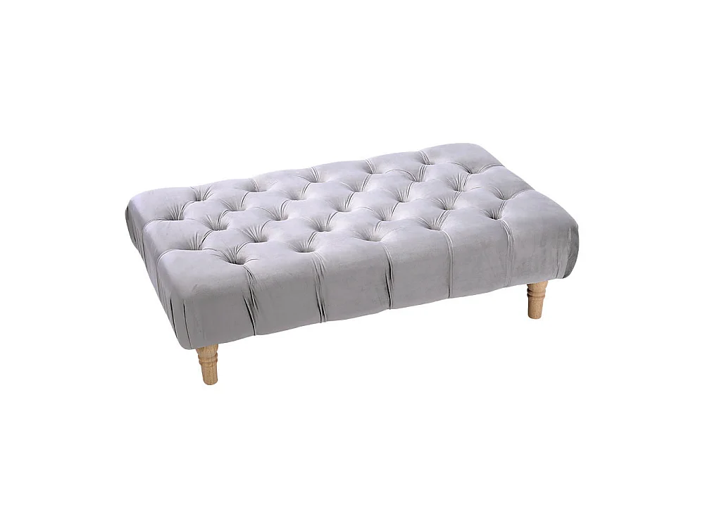 Light Grey Velvet Rectangular Footstool